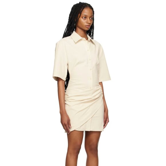 NWT JACQUEMUS Off-White Le Raphia 'La Robe Camisa' Minidress Size FR 42 (US 10) - Picture 5 of 10